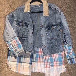 BNWOT Free People Sirius Plaid Mixed Denim Jacket